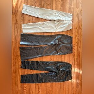 Faux Leather Pants Trio - Black, Charcoal, Cream